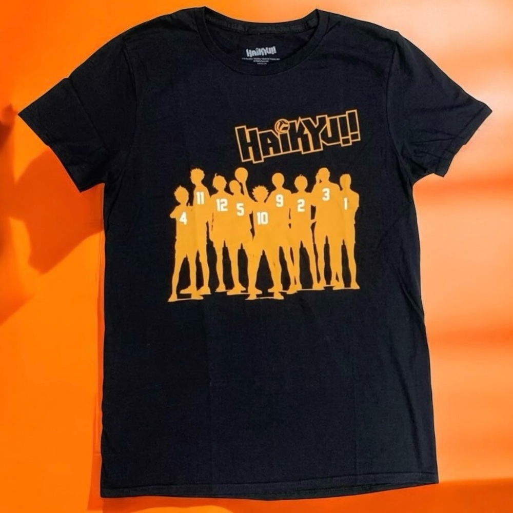 Haikyu!! Team Silhouette Anime Adult T-Shirt Top Tee S/S Size Large Black Orange